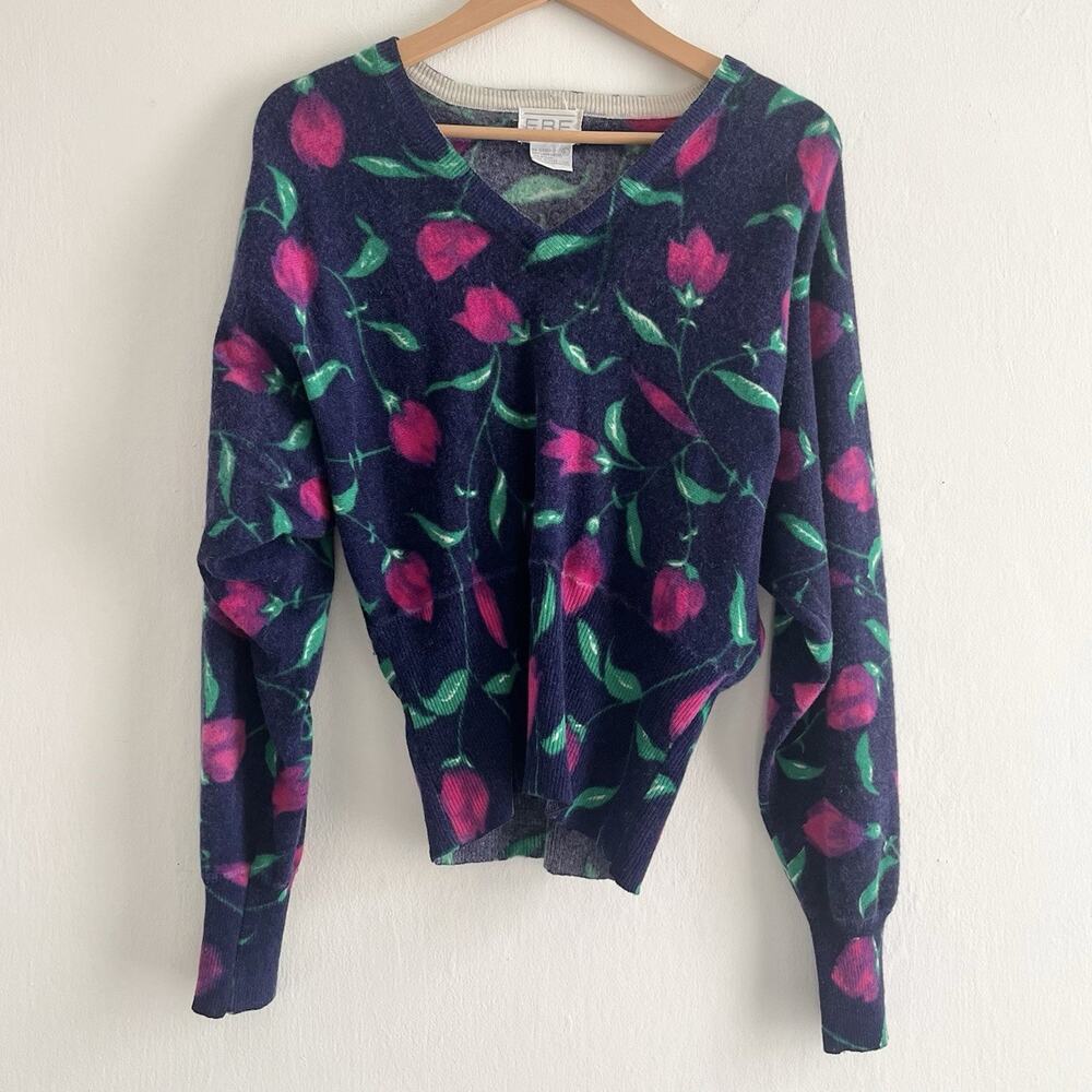 Vintage Vibrant Wool Floral Sweater